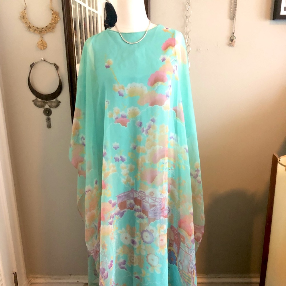 Vintage 60s 70s RONA sheer caftan dress